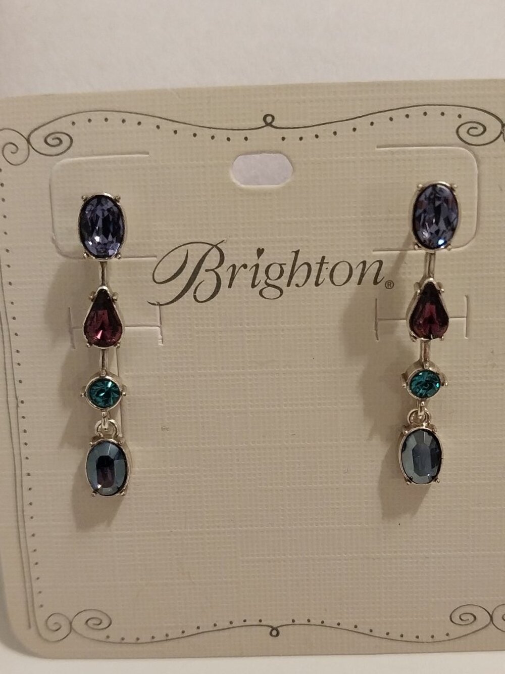 💗Brighton "One Love" 4 color stone earrings, long,post NWT💗